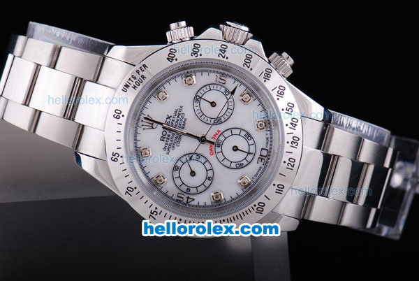 Rolex Daytona Chronometer Automatic with White Dial-Diamond Marking and White Bezel - Click Image to Close